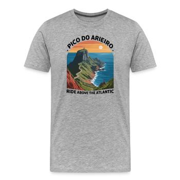 Pico do Arieiro Madera Fahrt über dem Atlantik Kunst - Männer Premium Bio T-Shirt - Grau meliert - Vorne - Damien (186cm)