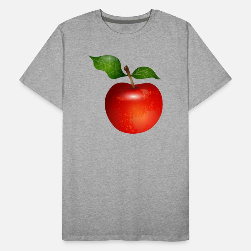 Leuchtend roter Apfel mit Blättern Illustration Männer Premium Bio T-Shirt