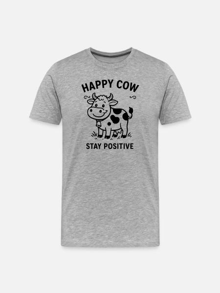 Vache heureuse - T-shirt bio Premium Homme - gris chiné