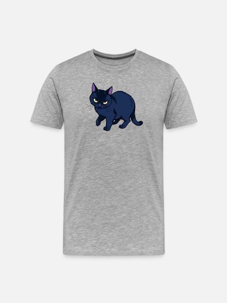 Grim Black Cat - Men's Premium Organic T-Shirt - heather grey