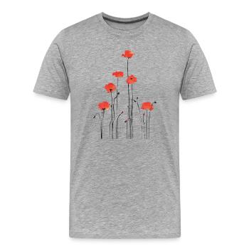 Illustration de coquelicots abstraits - T-shirt bio Premium Homme - gris chiné - Devant - Damien (186cm)