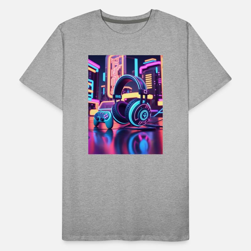 Conception du casque de jeu Neon T-shirt bio Premium Homme