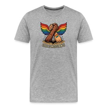 Unité dans la fierté poignée de main avec ailes arc-en-ciel - T-shirt bio Premium Homme - gris chiné - Devant - Damien (186cm)