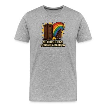 Illustration de l’arc-en-ciel s’échappant du placard - T-shirt bio Premium Homme - gris chiné - Devant - Damien (186cm)