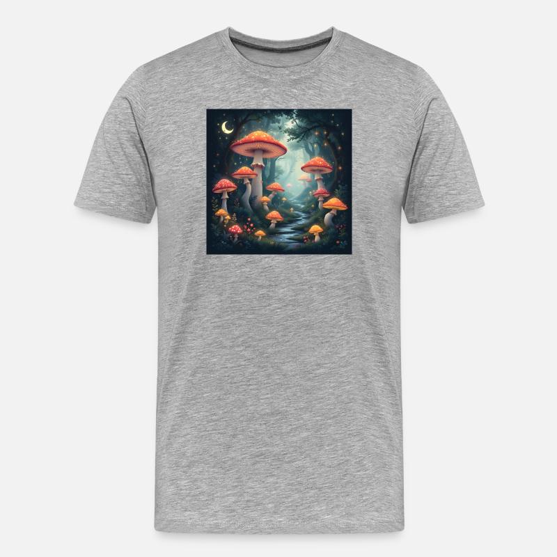 Mushroom Forest - Männer Premium Bio T-Shirt - Grau meliert