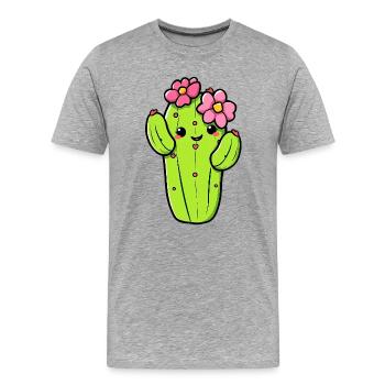 Kaktus - Männer Premium Bio T-Shirt - Grau meliert - Vorne - Damien (186cm)