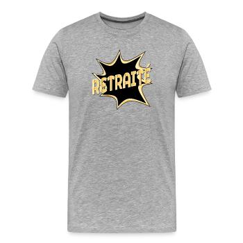 CADEAUX DE RETRAITE 2026 - ADIEU RETRAITÉ - T-shirt bio Premium Homme - gris chiné - Devant - Damien (186cm)