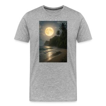 Clair de lune sur la plage tropicale - T-shirt bio Premium Homme - gris chiné - Devant - Damien (186cm)