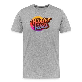 Winter Vibes Retro Gradient - Männer Premium Bio T-Shirt - Grau meliert - Vorne - Damien (186cm)