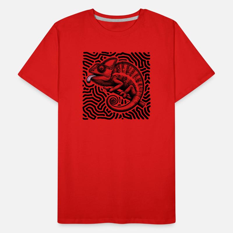 Chamäleon Psychedelisches Labyrinth Kunst Männer Premium Bio T-Shirt