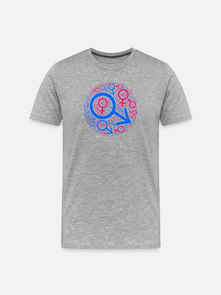 Gender muddle in circle design - Men's Premium Organic T-Shirt - heather grey