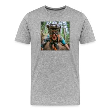 Matsch im Gesicht – Glück im Herz - Männer Premium Bio T-Shirt - Grau meliert - Vorne - Damien (186cm)
