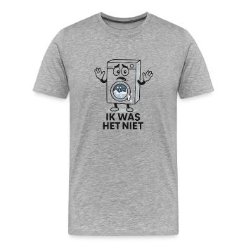 Traurige Waschmaschine Karikatur - Männer Premium Bio T-Shirt - Grau meliert - Vorne - Damien (186cm)