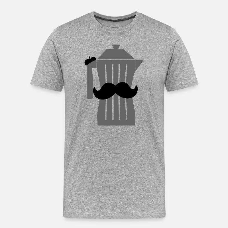 Moustache Espresso Schwarzer Kaffee - Männer Premium Bio T-Shirt - Grau meliert