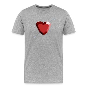 Cœur de rubis blessé – Amour, beauté et rupture - T-shirt bio Premium Homme - gris chiné - Devant - Damien (186cm)