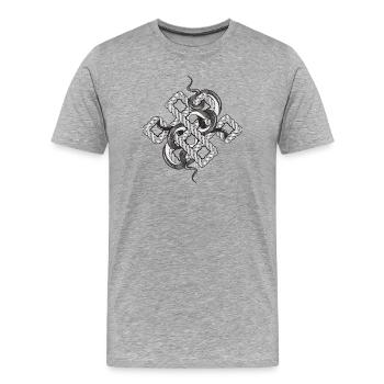 Schlangen-Knoten in Silberoptik – mystisch & edel - Männer Premium Bio T-Shirt - Grau meliert - Vorne - Damien (186cm)