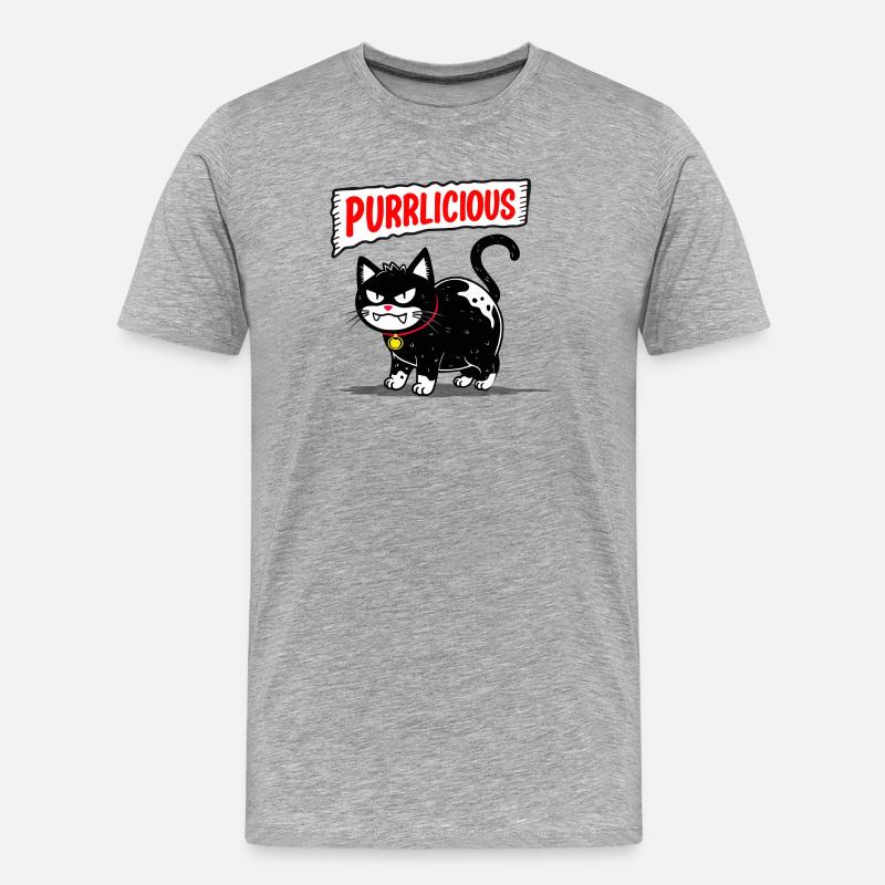 Katze Purrlicious - Männer Premium Bio T-Shirt - Grau meliert