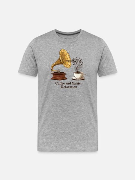 Coffee and Music = Relaxation - Men's Premium Organic T-Shirt - heather grey