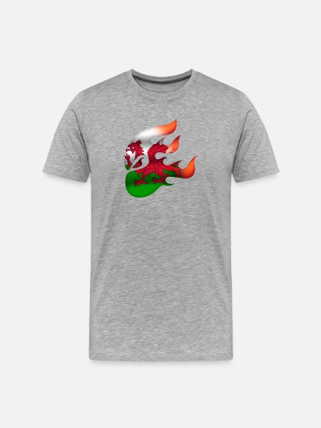 Flag of Wales - Welsh - Ninja - Men's Premium Organic T-Shirt - heather grey