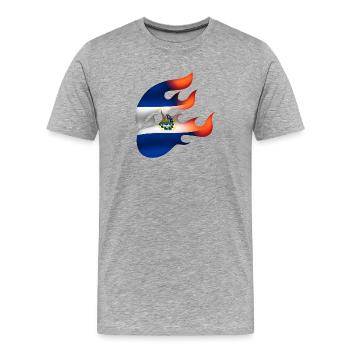 Drapeau du Salvador - Le Sauveur - Ninja - T-shirt bio Premium Homme - gris chiné - Devant - Damien (186cm)