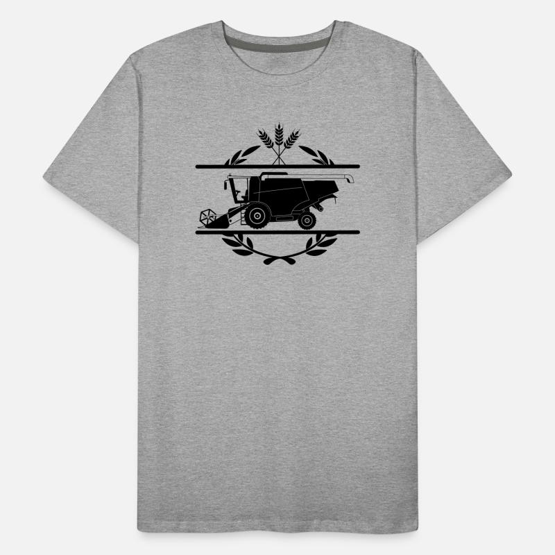 Moissonneuse-batteuse dans le style du logo de la couronne de laurier T-shirt bio Premium Homme