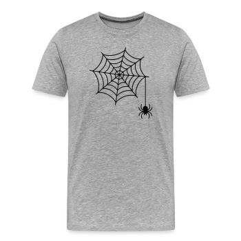 Spinnennetz mit Spinne Silhouette - Männer Premium Bio T-Shirt - Grau meliert - Vorne - Damien (186cm)