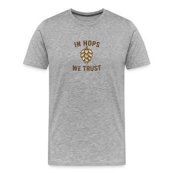 Dans le houblon, nous faisons confiance au texte avec les arômes de houblon - T-shirt bio Premium Homme - gris chiné - Devant - Damien (186cm)
