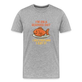 Ernährung mit Meeresfrüchten - Männer Premium Bio T-Shirt - Grau meliert - Vorne - Damien (186cm)