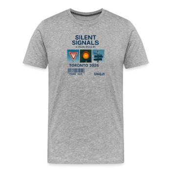 Silent Signals: Toronto 2025 - Men's Premium Organic T-Shirt - heather grey - Front - Damien (186cm)