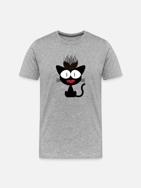 Gekke kat. Rare kat – grappig haar - Mannen premium biologisch T-shirt - grijs gemêleerd