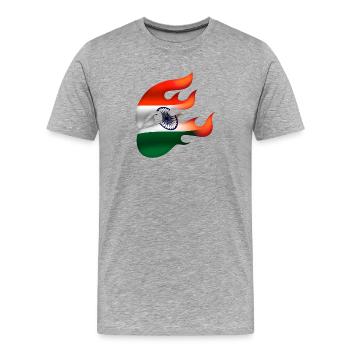 Drapeau de l’Inde - Inde - Ninja - T-shirt bio Premium Homme - gris chiné - Devant - Damien (186cm)