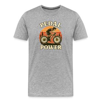 Pedalkraft Fahrrad Radfahrer Retro - Männer Premium Bio T-Shirt - Grau meliert - Vorne - Damien (186cm)