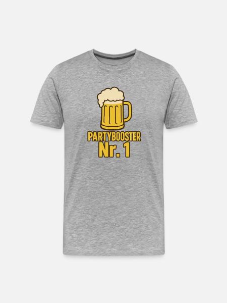 Partybooster...witziges Partymotiv - Männer Premium Bio T-Shirt - Grau meliert