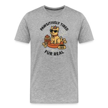 Dogboss with sunglasses and crown - Men's Premium Organic T-Shirt - heather grey - Front - Damien (186cm)