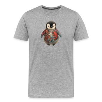 Pingouin Yakuza – Petit mais craint - T-shirt bio Premium Homme - gris chiné - Devant - Damien (186cm)