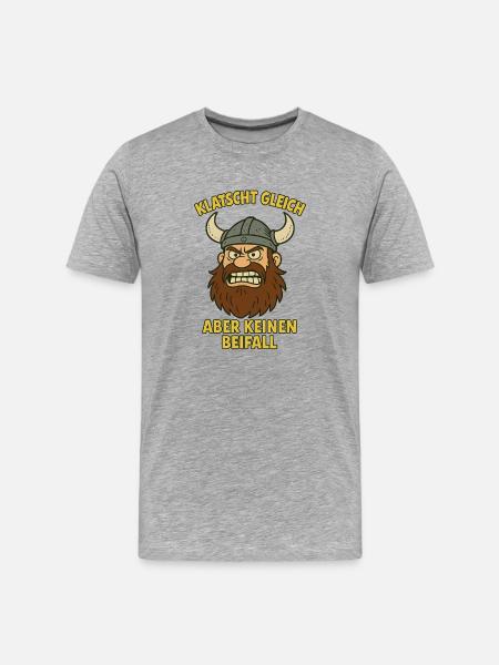 Klatscht gleich...witziger Wikinger - Männer Premium Bio T-Shirt - Grau meliert