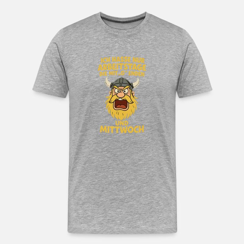 Ich hasse Arbeitstage...witziger Wikinger - Männer Premium Bio T-Shirt - Grau meliert