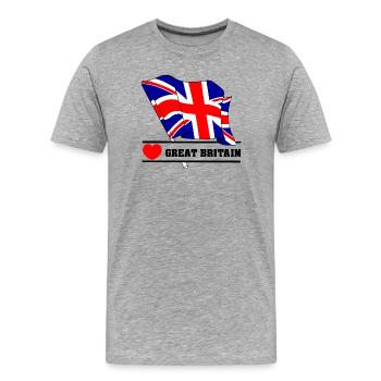 Drapeau britannique avec cœur – l’amour pour la Grande-Bretagne - T-shirt bio Premium Homme - gris chiné - Devant - Damien (186cm)