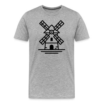 logo moulin artisan boulanger - T-shirt bio Premium Homme - gris chiné - Devant - Damien (186cm)