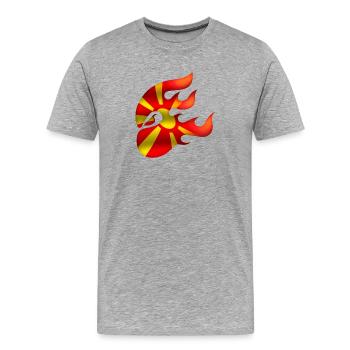 Drapeau de la Macédoine - Macédoine - Ninja - T-shirt bio Premium Homme - gris chiné - Devant - Damien (186cm)