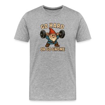 Mürrischer Gnom Gewichtheben - Männer Premium Bio T-Shirt - Grau meliert - Vorne - Damien (186cm)