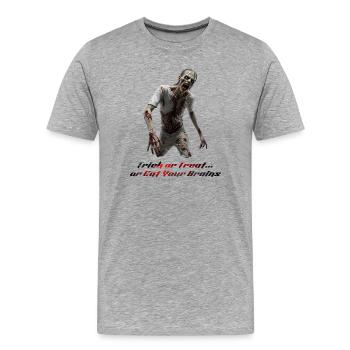 Terrifiant Zombie Walker - Conception d’horreur d’Halloween - T-shirt bio Premium Homme - gris chiné - Devant - Damien (186cm)