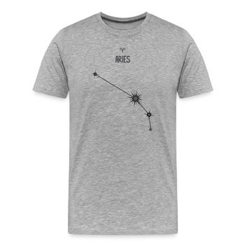 Bélier, signe du zodiaque, constellation d’étoiles, noir et gris - T-shirt bio Premium Homme - gris chiné - Devant - Damien (186cm)