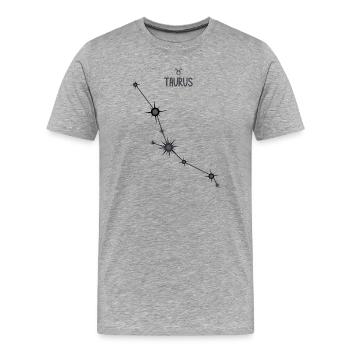 Taureau, signe du zodiaque, constellation d’étoiles, noir et gris - T-shirt bio Premium Homme - gris chiné - Devant - Damien (186cm)