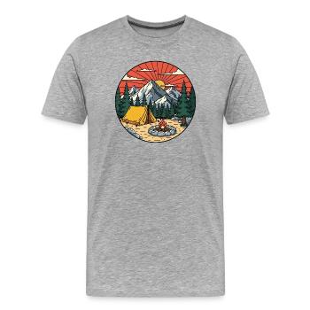 Ecological Mountain Campsite - Men's Premium Organic T-Shirt - heather grey - Front - Damien (186cm)