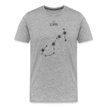 Signe du zodiaque Scorpion Constellation d’étoiles Noir Gris - T-shirt bio Premium Homme - gris chiné - Devant - Damien (186cm)