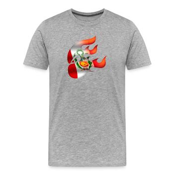 Drapeau du Pérou - Pérou - Ninja - T-shirt bio Premium Homme - gris chiné - Devant - Damien (186cm)