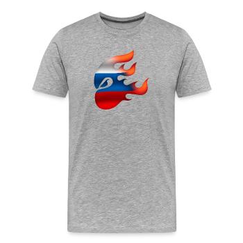 Drapeau de la Russie - Russie - Ninja - T-shirt bio Premium Homme - gris chiné - Devant - Damien (186cm)
