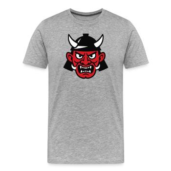 Samurai Devil - Männer Premium Bio T-Shirt - Grau meliert - Vorne - Damien (186cm)