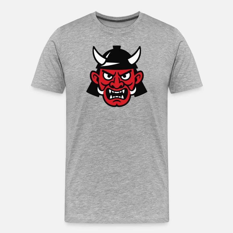 Samurai Devil - Männer Premium Bio T-Shirt - Grau meliert